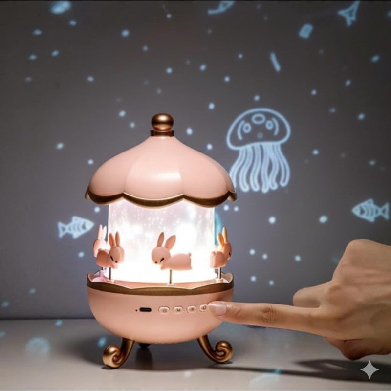 Veilleuse Projecteur Carrousel Lapins – Lumière Magique pour Chambre Enfant