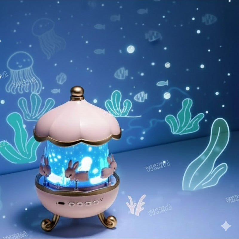 Veilleuse Projecteur Carrousel Lapins – Lumière Magique pour Chambre Enfant
