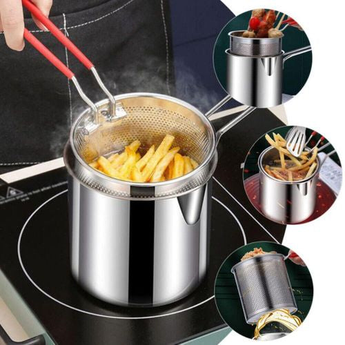 Friteuse Casserole Inox avec Panier Égoutteur – Spéciale Fritures & Cuisson Rapide