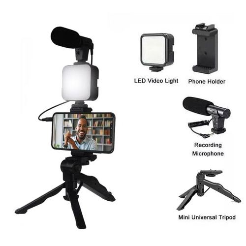 Kit Vlogging Smartphone Complet – Micro Stéréo & Lumière LED pour Créateurs de Contenu