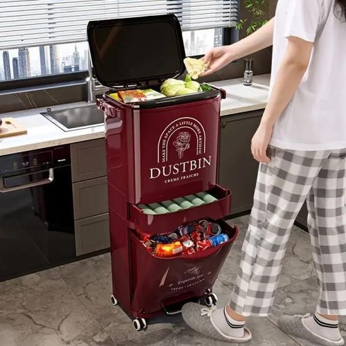 Poubelle de Cuisine Empilable 2 Niveaux avec Roulettes – Tri Sélectif Intelligent