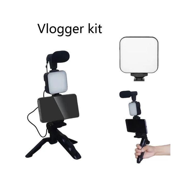 Kit Vlogging Smartphone Complet – Micro Stéréo & Lumière LED pour Créateurs de Contenu