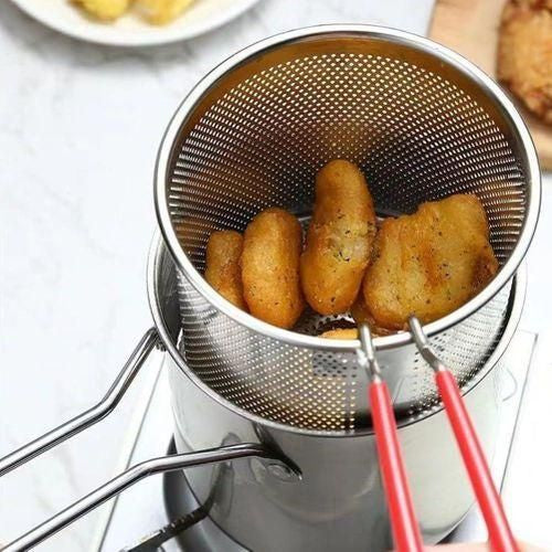 Friteuse Casserole Inox avec Panier Égoutteur – Spéciale Fritures & Cuisson Rapide