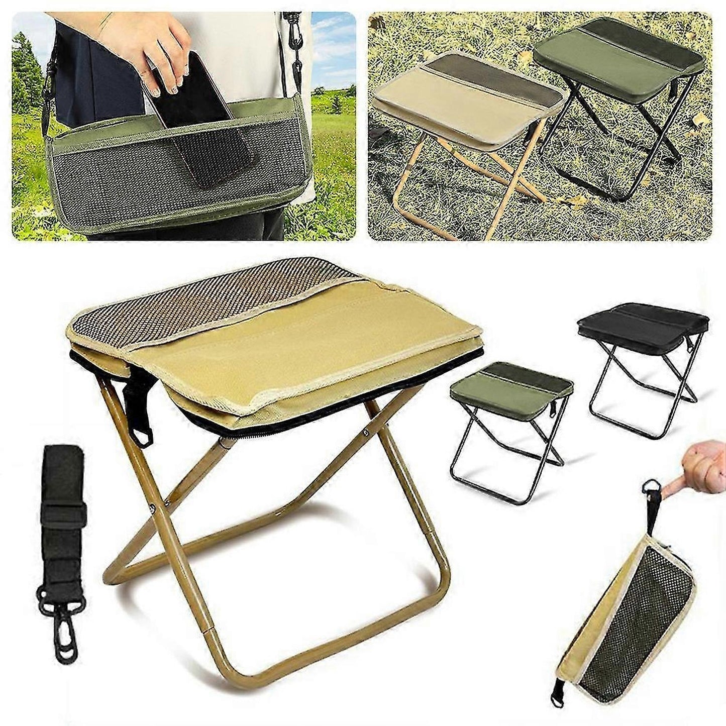 Tabouret Pliant Portable – Chaise de Camping avec Sac de Transport