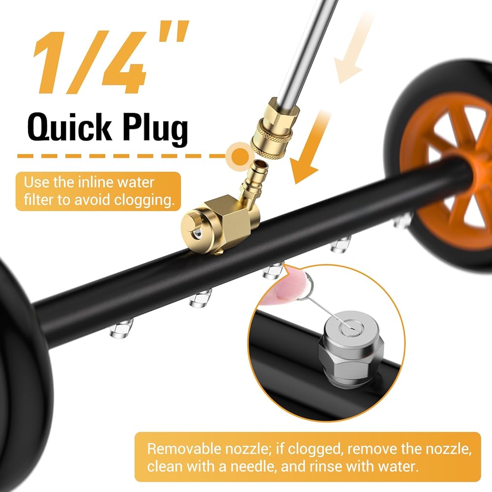 Nettoyeur Haute Pression Sous-Châssis VIGRUE 2-en-1 – Brosse à Eau 24” pour Voiture