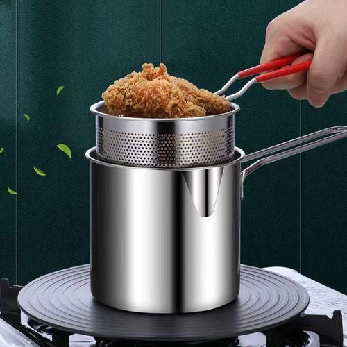 Friteuse Casserole Inox avec Panier Égoutteur – Spéciale Fritures & Cuisson Rapide
