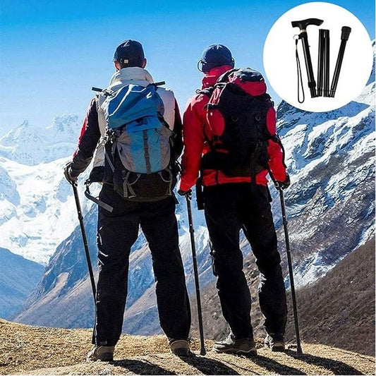 Bâton de Marche Multifonctionnel et Antidérapant – Béquille Réglable et Légère Noir