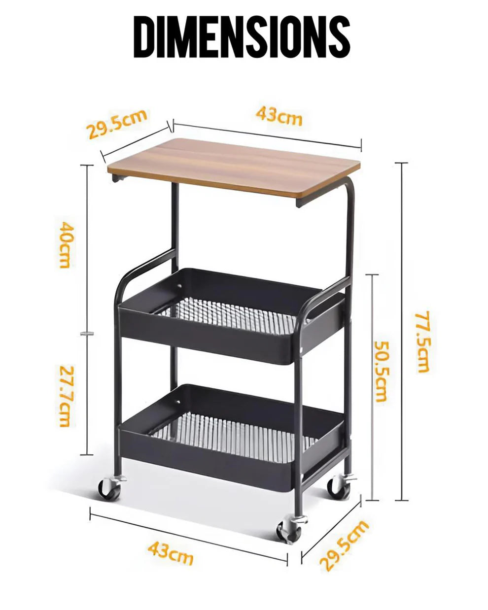 Chariot de Rangement 3 Niveaux Étagères Perforées – Maison 7