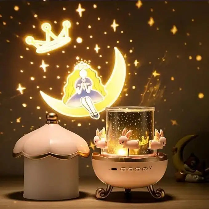Veilleuse Projecteur Carrousel Lapins – Lumière Magique pour Chambre Enfant
