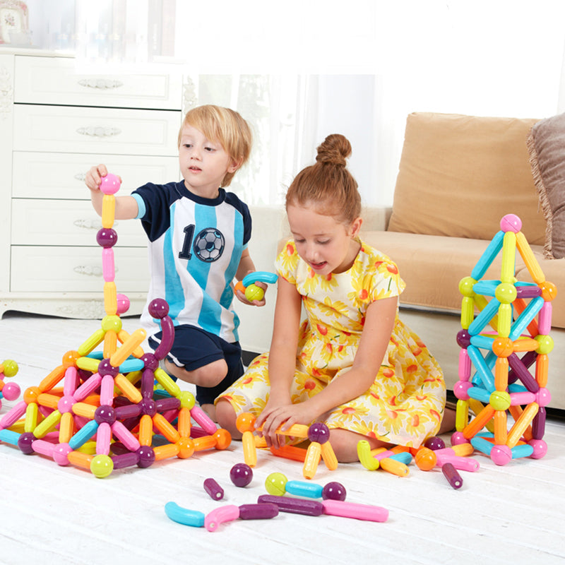Grand Set de Bâtonnets Magnétiques Éducatifs pour Enfants – Construction & Assemblage