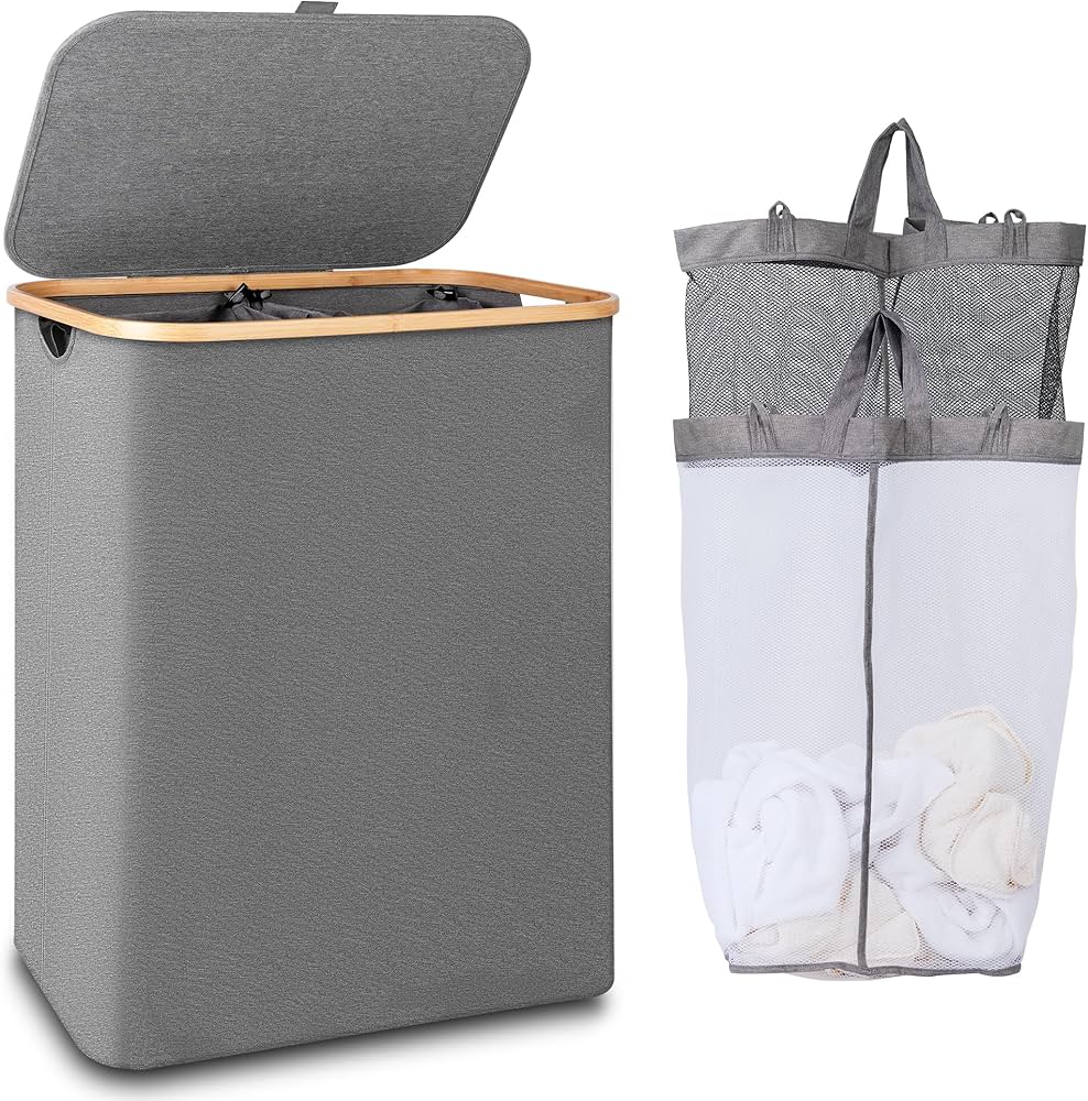 Panier à Linge Double Compartiment avec Sac Amovible – Rangement & Tri Facile