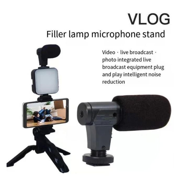 Kit Vlogging Smartphone Complet – Micro Stéréo & Lumière LED pour Créateurs de Contenu