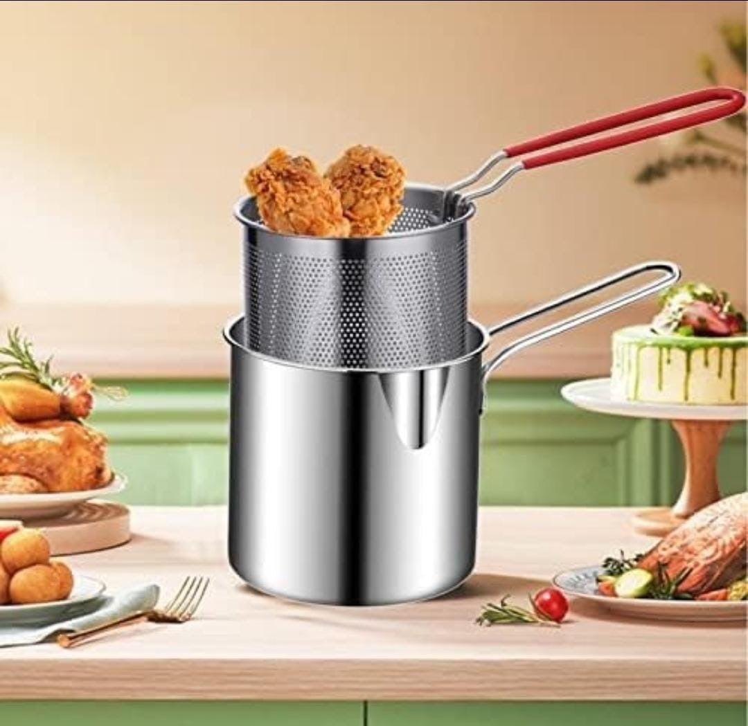 Friteuse Casserole Inox avec Panier Égoutteur – Spéciale Fritures & Cuisson Rapide
