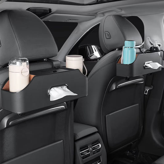 Boîte de rangement multifonctionnelle pour mouchoirs en cuir de voiture, papier de siège arrière, porte-gobelet à eau
