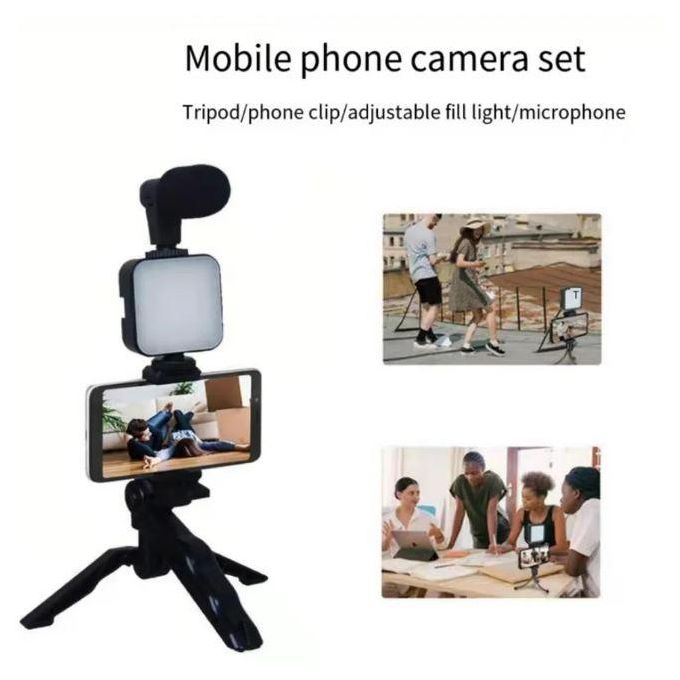 Kit Vlogging Smartphone Complet – Micro Stéréo & Lumière LED pour Créateurs de Contenu