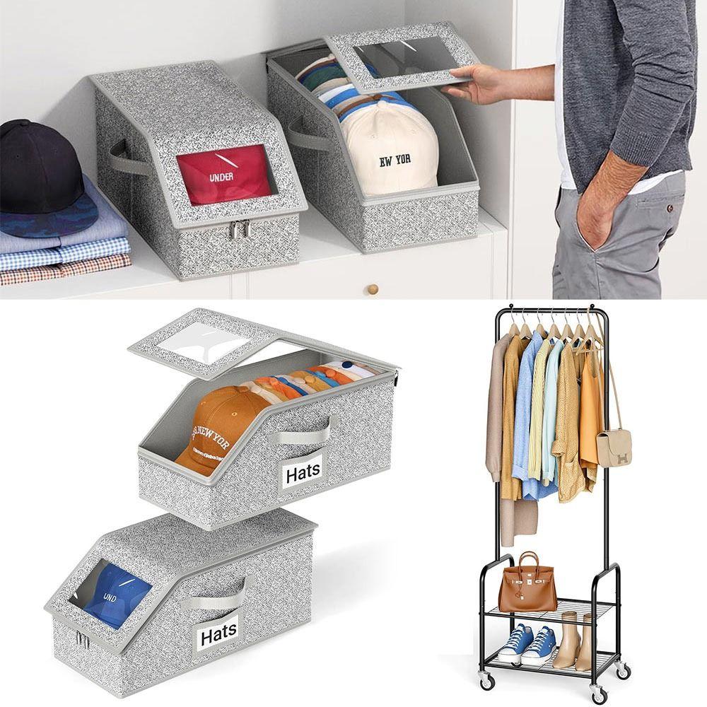 Boîte de Rangement Pliable en Tissu Non-Tissé pour Casquettes – Organisateur de Dressing
