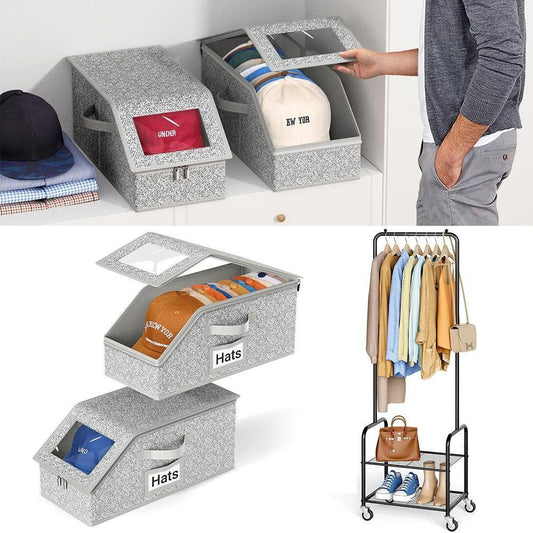 Boîte de Rangement Pliable en Tissu Non-Tissé pour Casquettes – Organisateur de Dressing