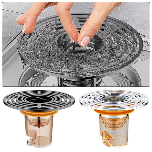 un siphon de sol anti-odeurs / grille de drainage inox avec filtre