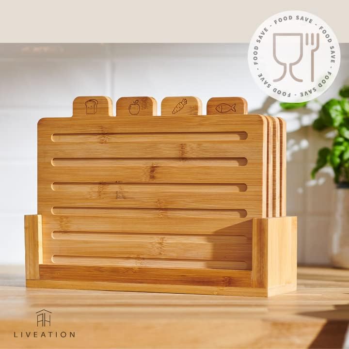 Set de 4 Planches à Découper en Bois avec Support – Cuisine Hygiénique & Organisée