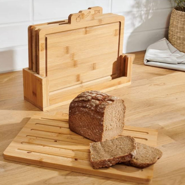 Set de 4 Planches à Découper en Bois avec Support – Cuisine Hygiénique & Organisée