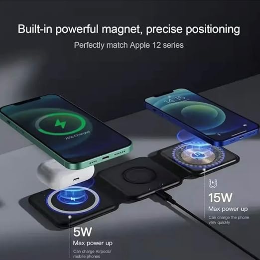 Chargeur Sans Fil fil 3-en-1 pliable (AirPods + Apple Watch + iPhone)