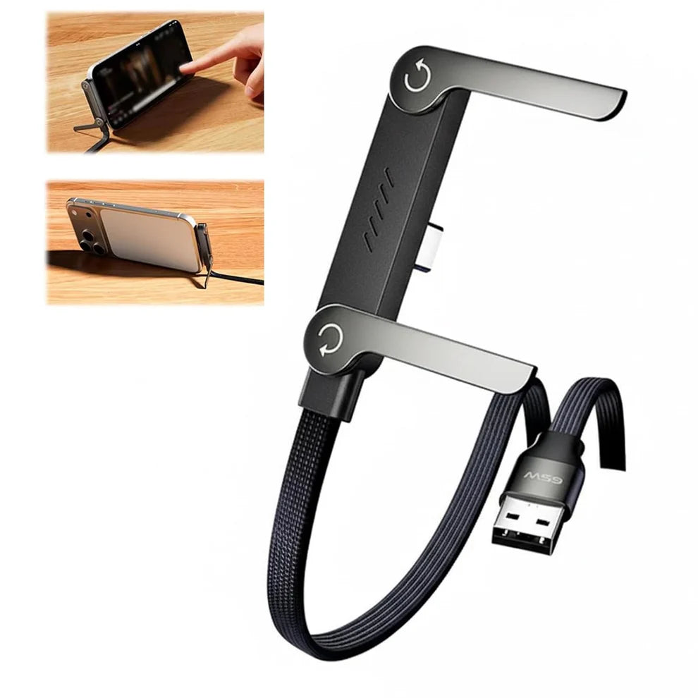 Câble Type-C 240W Ultra Rapide avec Support Téléphone Intégré