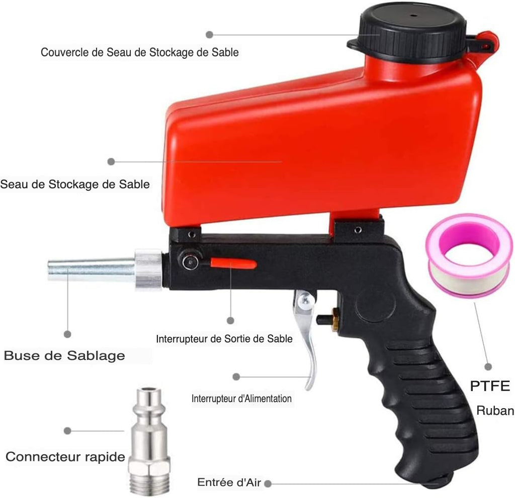 Pistolet Sableur Professionnel 90 PSI Anti-Rouille