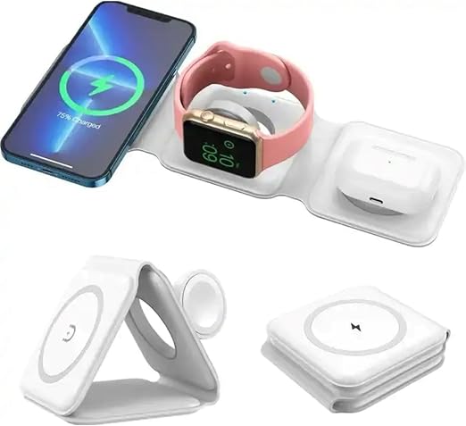 Chargeur Sans Fil fil 3-en-1 pliable (AirPods + Apple Watch + iPhone)