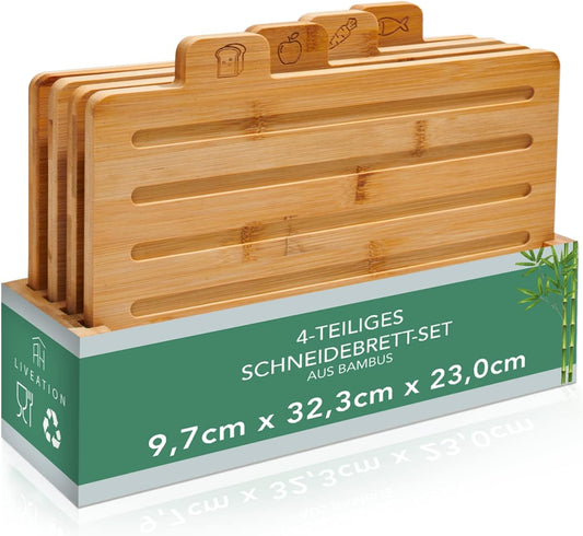 Set de 4 Planches à Découper en Bois avec Support – Cuisine Hygiénique & Organisée