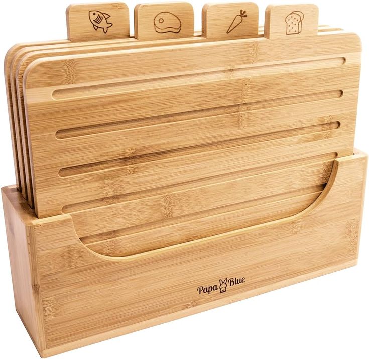 Set de 4 Planches à Découper en Bois avec Support – Cuisine Hygiénique & Organisée