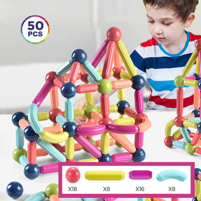 Grand Set de Bâtonnets Magnétiques Éducatifs pour Enfants – Construction & Assemblage