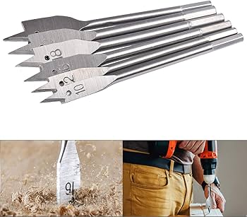 Ensemble de Forets Plats en Acier au Carbone pour BoisLot de 6 Pièces (10-25mm)