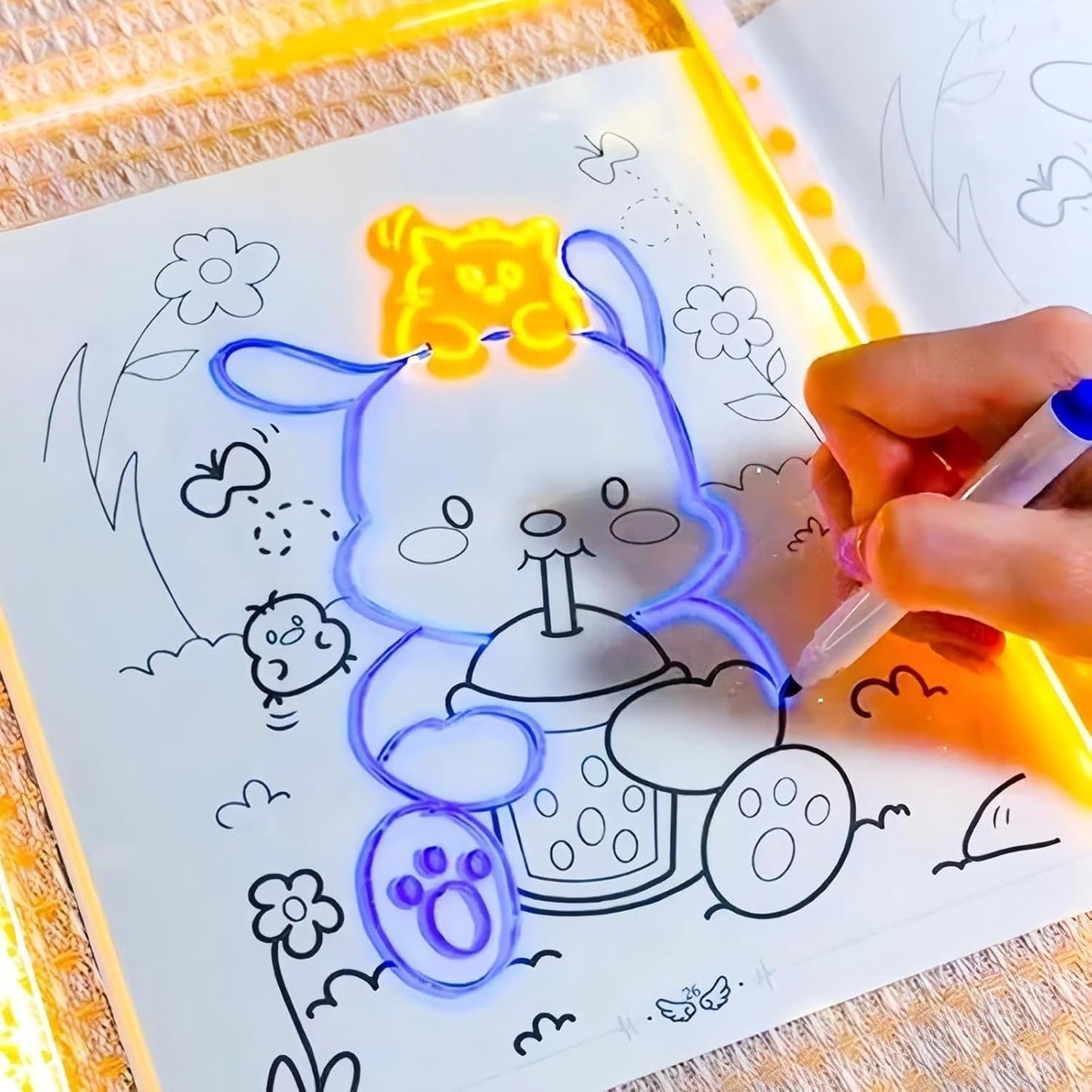 Tablette Lumineuse de Dessin avec Stylos LED Multicolores