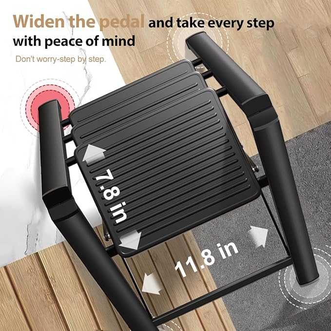 Escabeau Pliable 4 Marches en Métal Noir – Antidérapant 150 kg