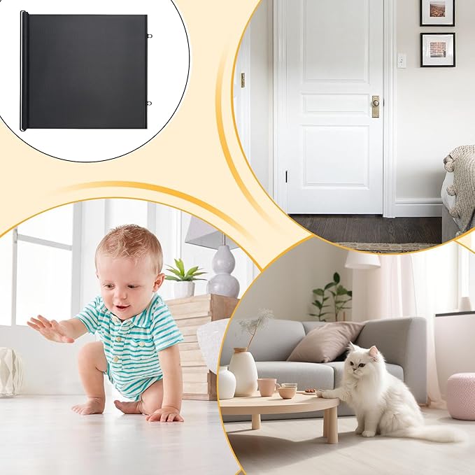 Barrière de Sécurité Rétractable pour Chiens et Chats – Filet de Protection Maison