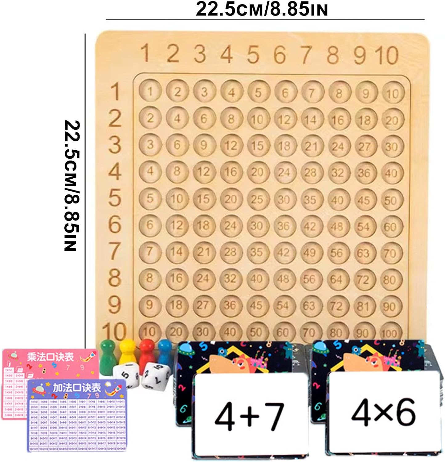 Jeu Éducatif Double Face – Tableau de Multiplication et Jeu de Société Ludique pour Enfants