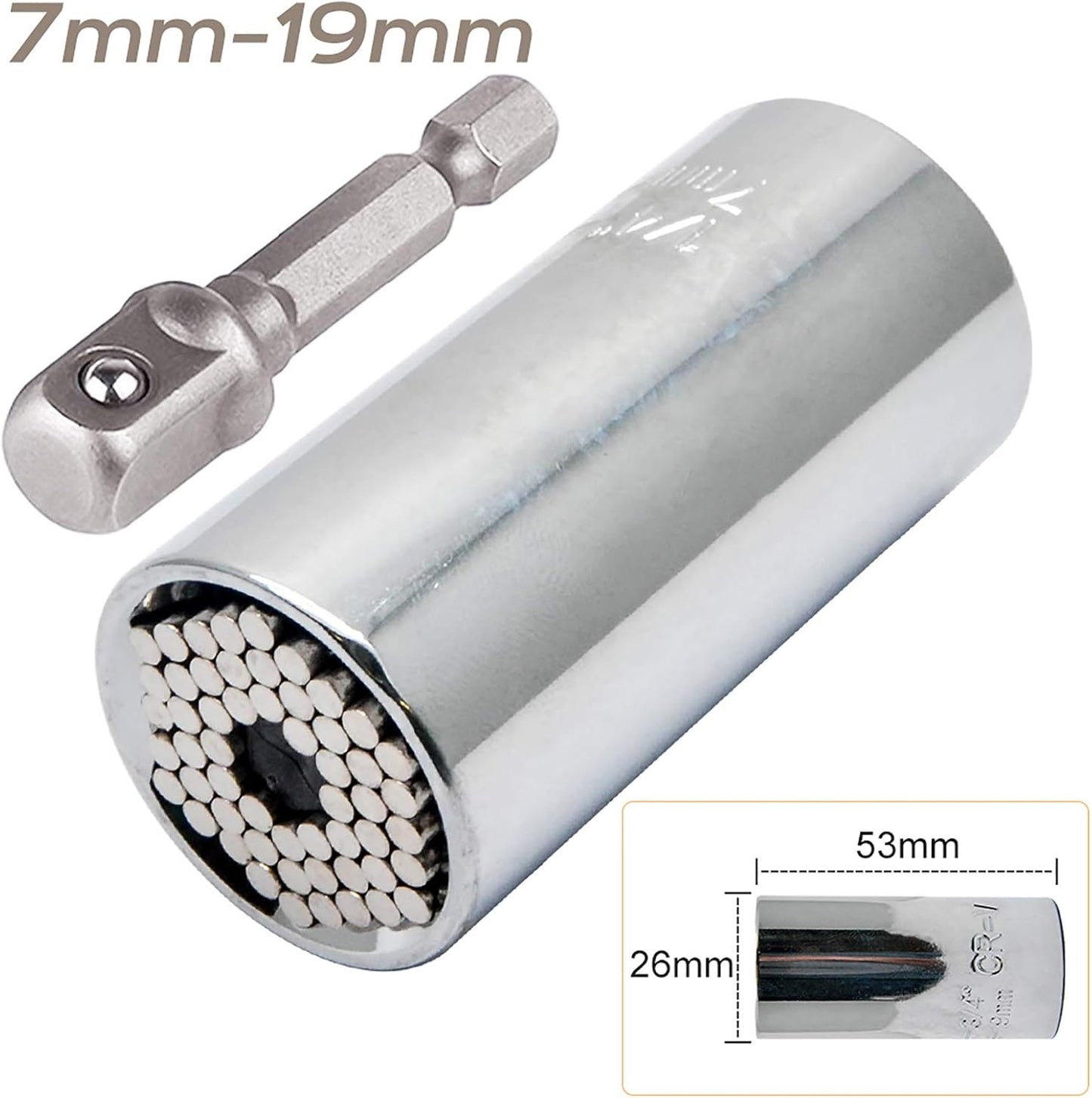 Douille Universelle avec Adaptateur Perceuse – S'adapte à Tous les Boulons 7-19mm
