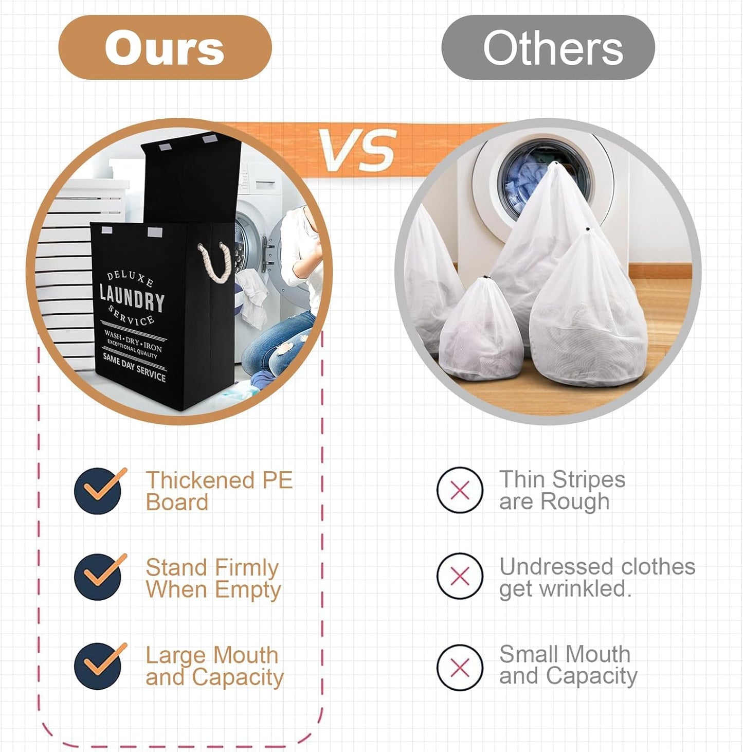 Panier à linge pliable avec grande capacité