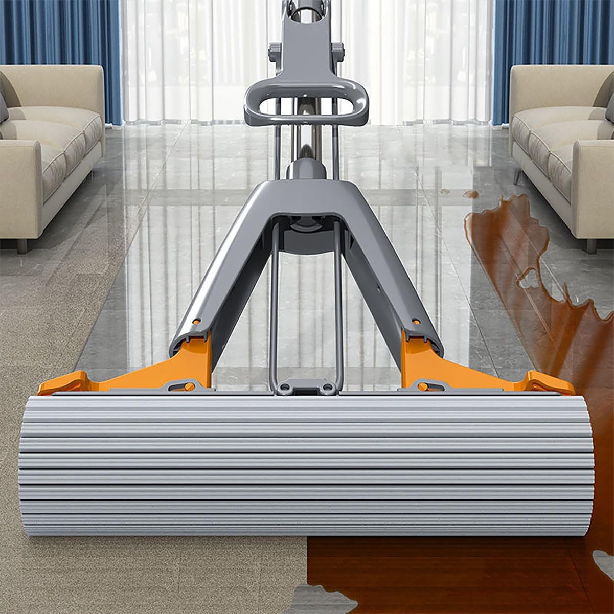 Un balai à éponge pliable avec système d’essorage intégré