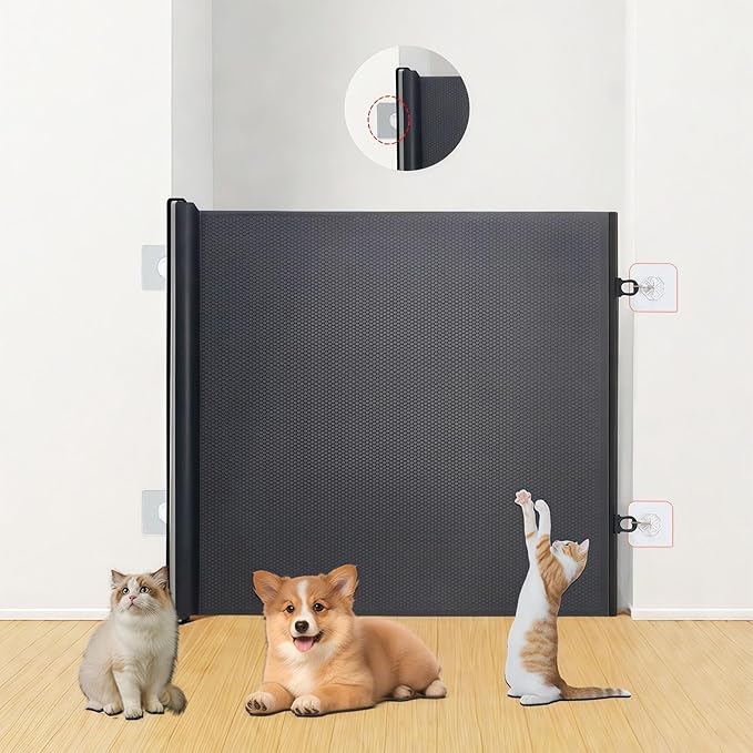 Barrière de Sécurité Rétractable pour Chiens et Chats – Filet de Protection Maison