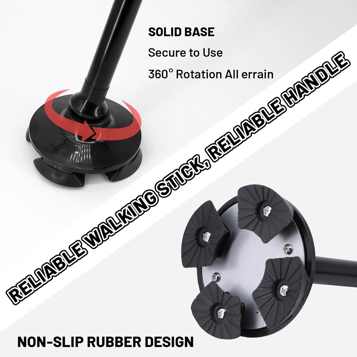 Bâton de Marche Réglable pour Seniors avec Alarme SOS Lumière LED