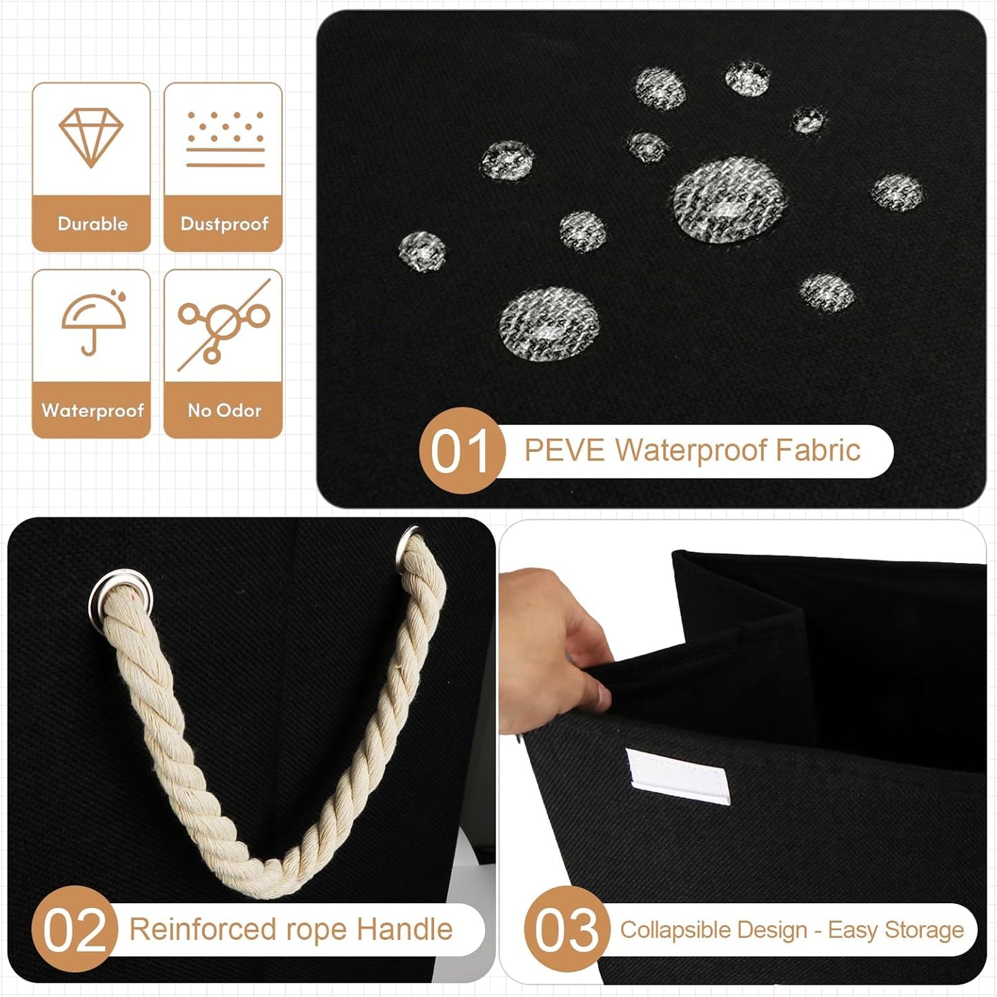 Panier à linge pliable avec grande capacité