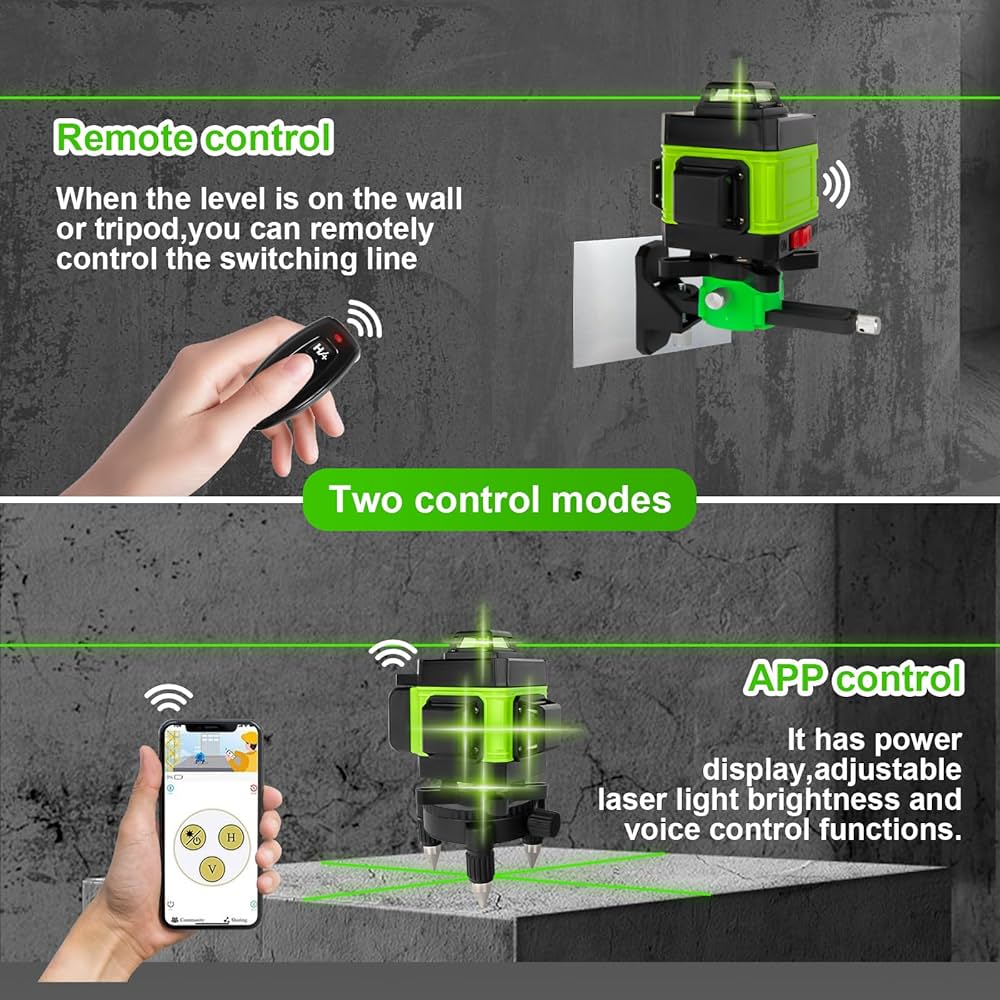 Niveau Laser 4D Multifonction – 16 Lignes Autonivelant avec Trépied Réglable et Batterie Rechargeable