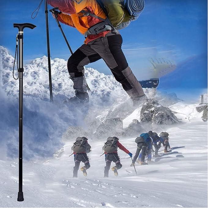 Bâton de Marche Multifonctionnel et Antidérapant – Béquille Réglable et Légère Noir