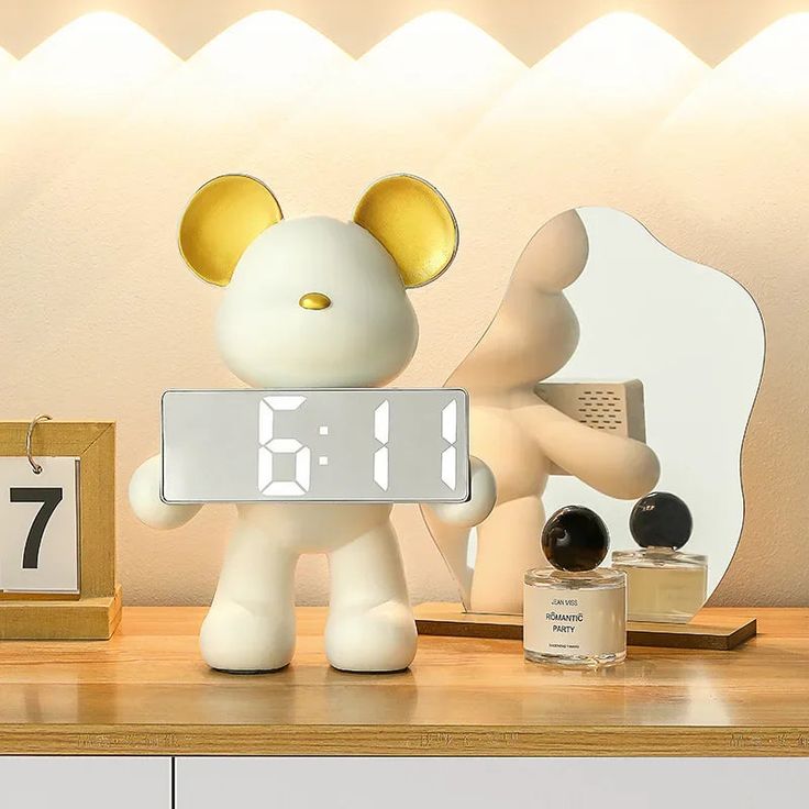 Réveil électronique d'ours en Résine avec LED