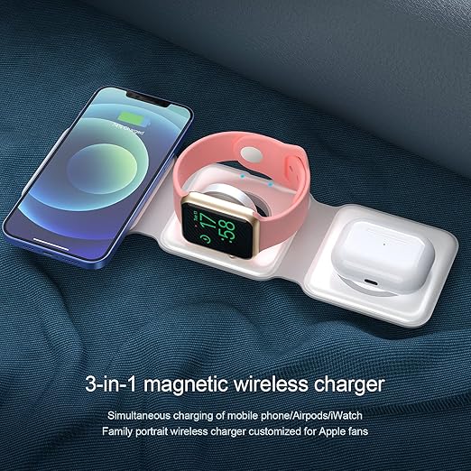 Chargeur Sans Fil fil 3-en-1 pliable (AirPods + Apple Watch + iPhone)