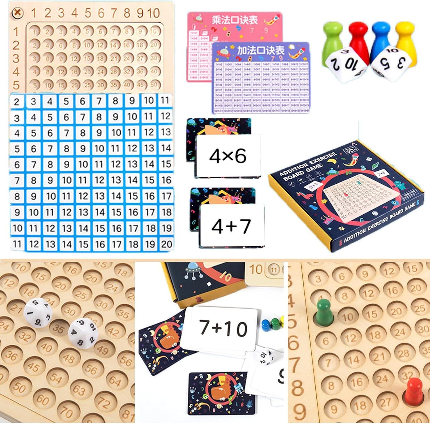 Jeu Éducatif Double Face – Tableau de Multiplication et Jeu de Société Ludique pour Enfants