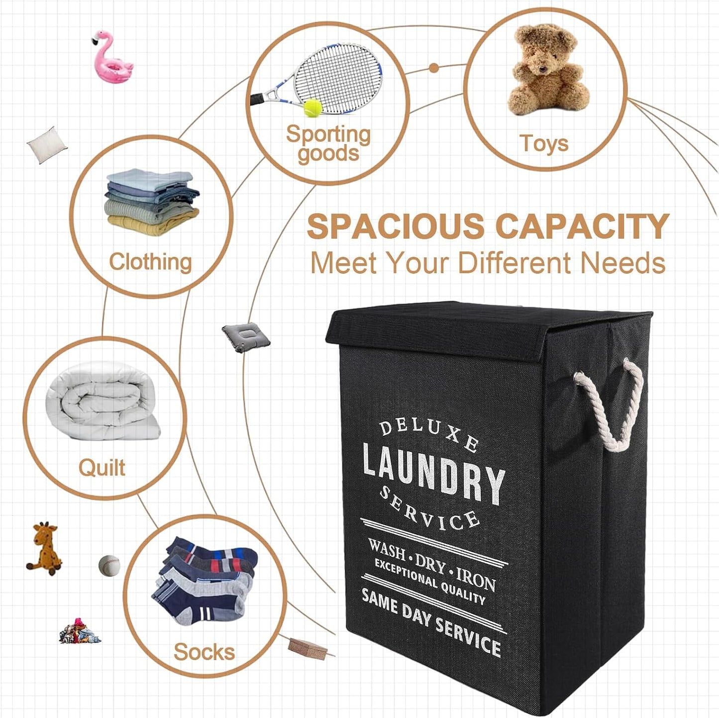 Panier à linge pliable avec grande capacité