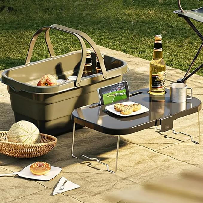 Boîte de rangement pliable multifonction avec table portable