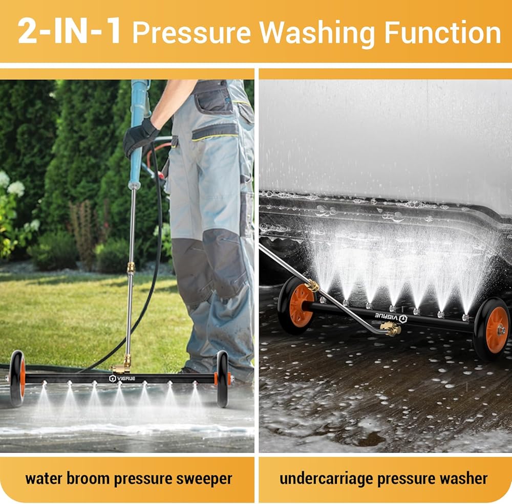 Nettoyeur Haute Pression Sous-Châssis VIGRUE 2-en-1 – Brosse à Eau 24” pour Voiture
